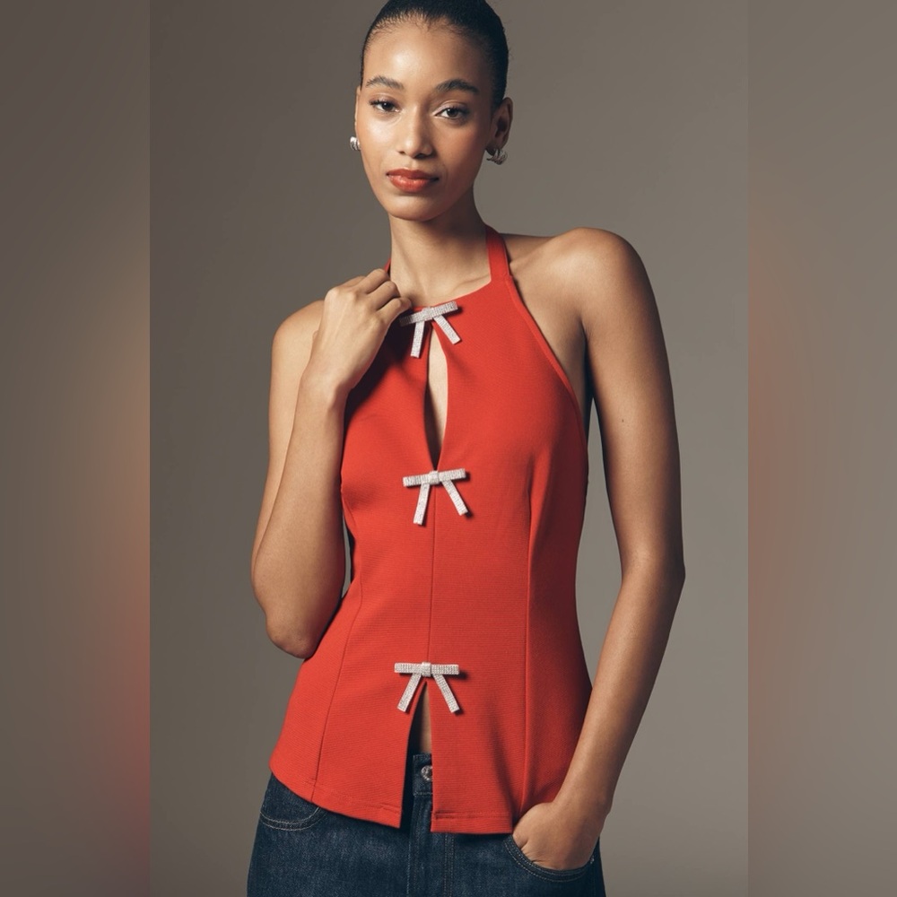 Maeve Bow Embellished Tank Top